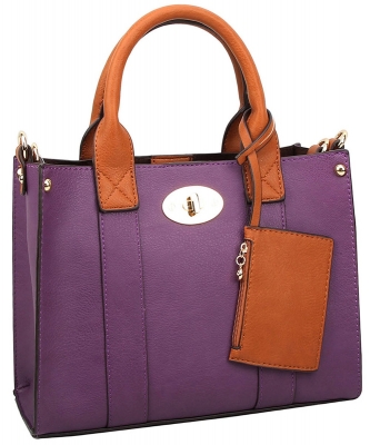 Fashion 3-in-1 Boxy Satchel WU061 PURPLE